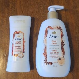 Dove Limited Edition Chai Latte Hand Wash and Maple Drizzle Antiperspirant NEW